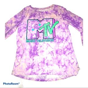 Y2K Retro style MTV Girls Long Tie-dye Purple‎ Retro Shirt M